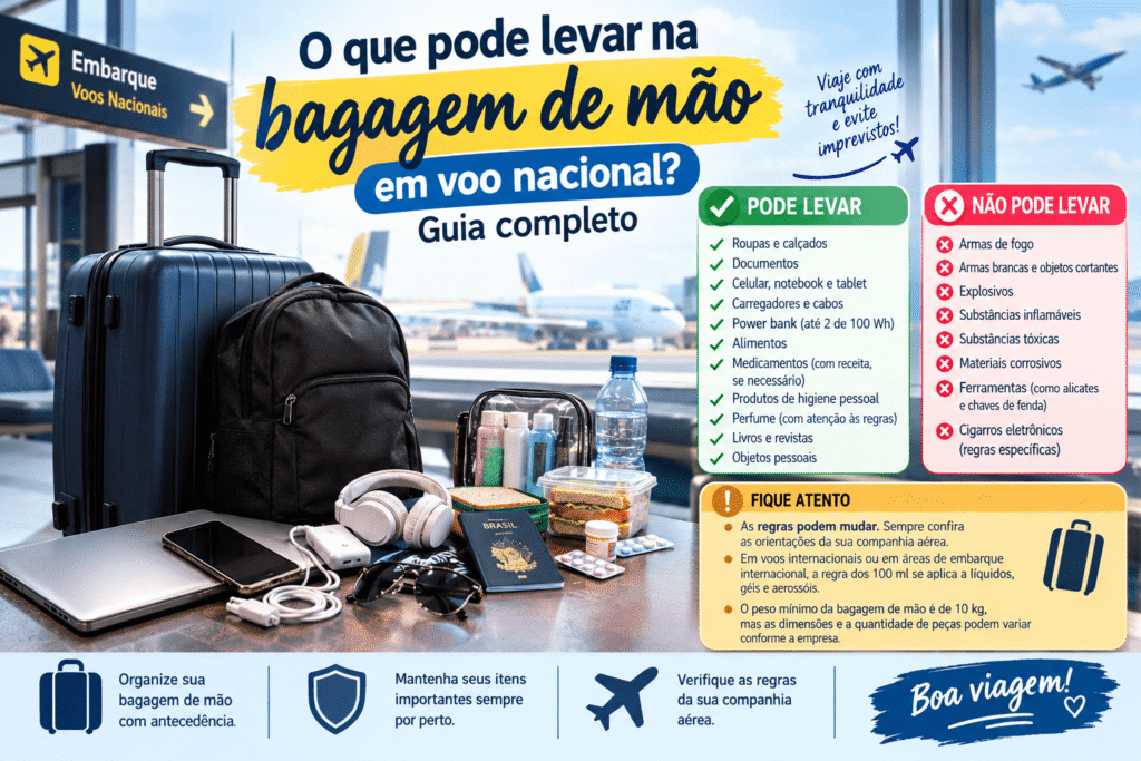 O que pode levar na bagagem de mão voo nacional